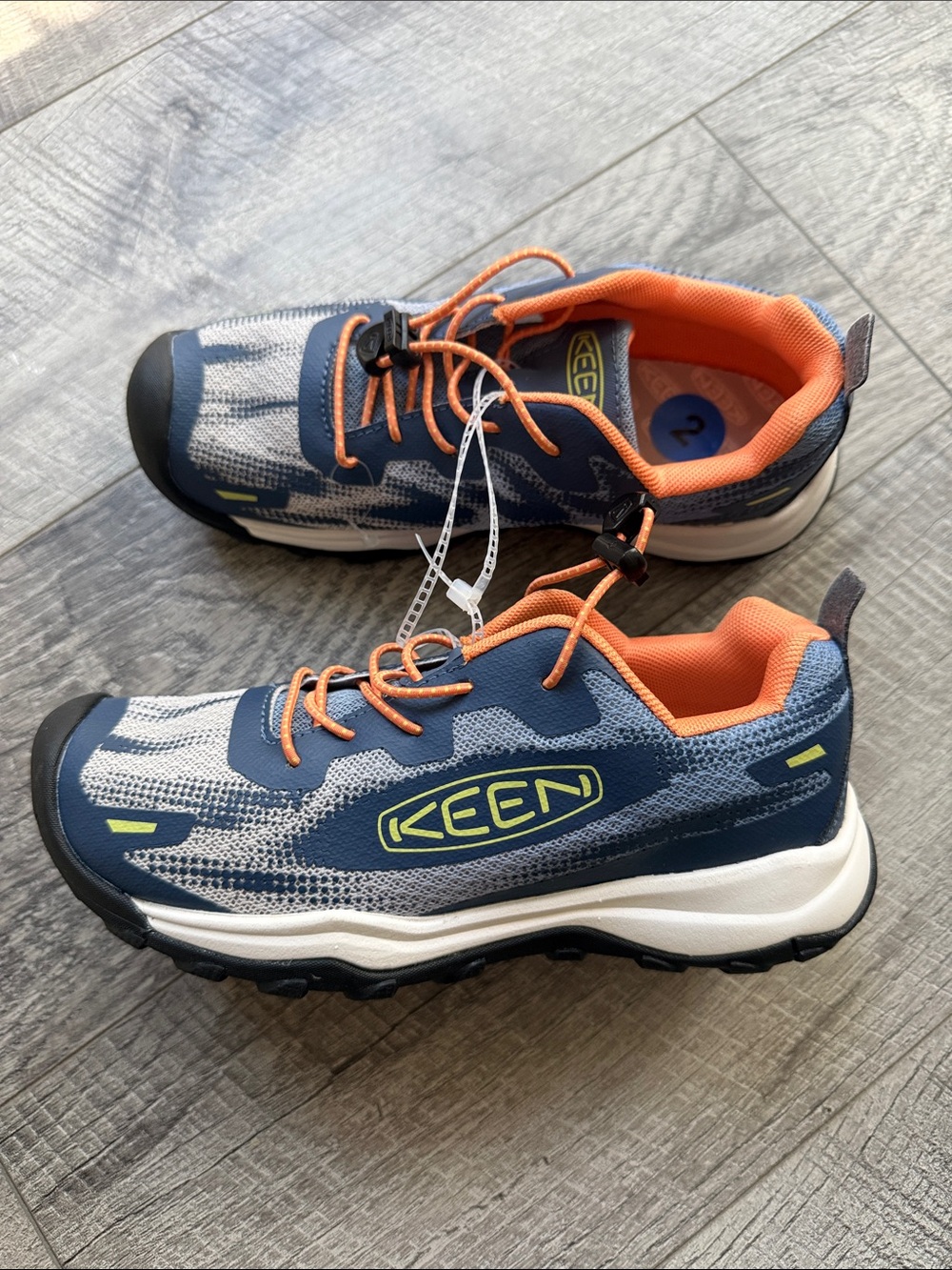 Keen Kids Navy with Orange Accent Trail Sneakers boys new sz 2